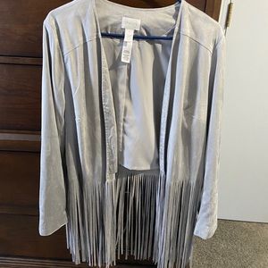 Cute suede silver gray fringed jacket Chico